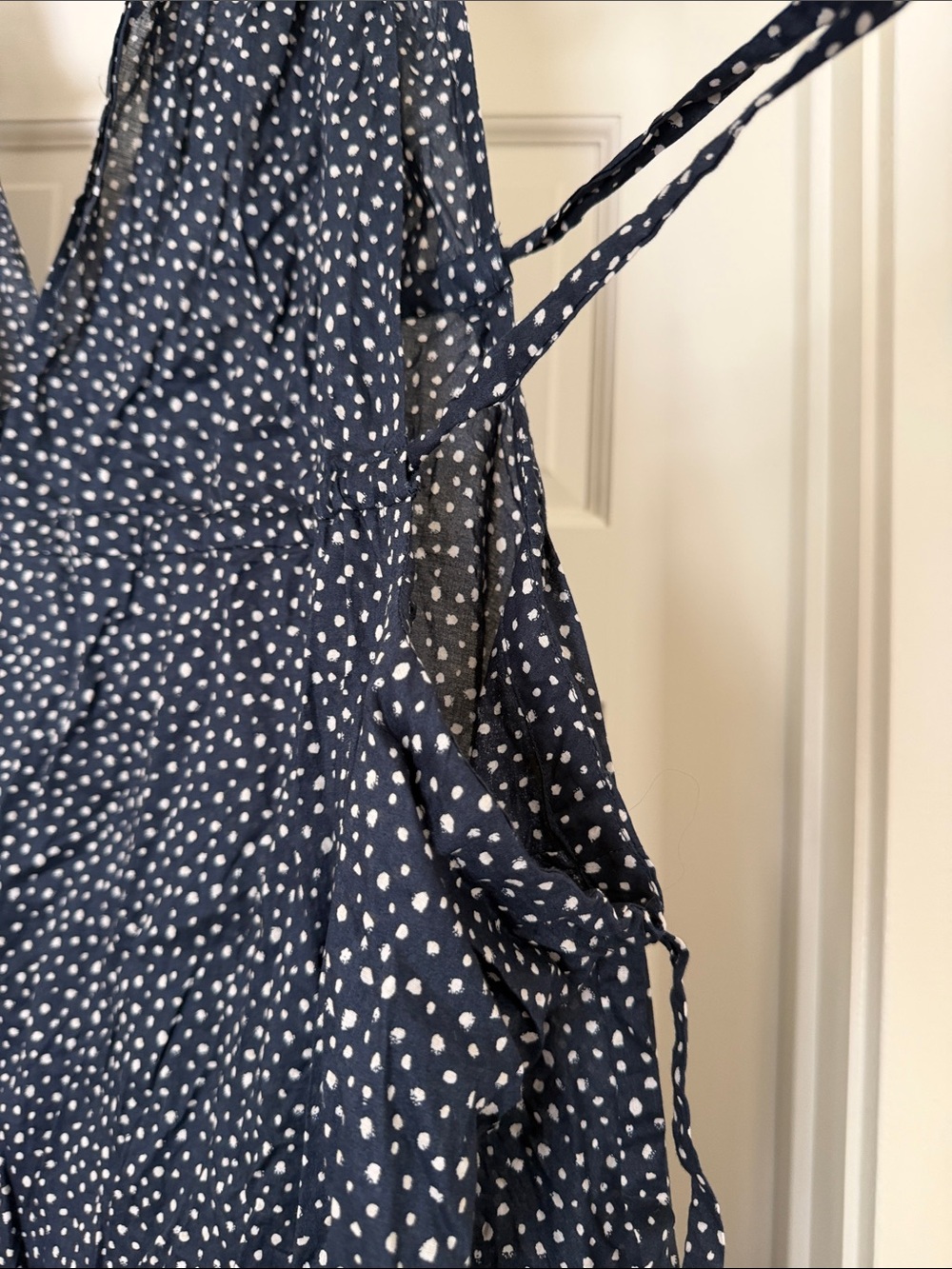 NWT J. Crew Maxi Dress Navy Blue Polka Dot Side-tie Beach Dress - Picture 4 of 8